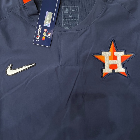 NWT Men Med Nike Astros Authentic On Field Short Sleeve Pullover NKAV-045N - Picture 5 of 6